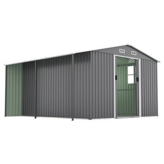 10x12 Ft Outdoor Storage Shed, Extra Large Metal Shed with Lockable Doors, Windows, Outside Steel Tiny House Ideal for Garden, Backyard, Patio Utility, Tool Storage, Chicken Coops