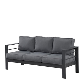 73" All-Weather Aluminum Patio Sofa, 3 Seat Outdoor Couch with Thick Cushions &  Frame
