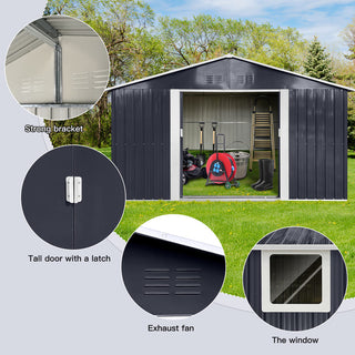 11.2x10.6 FT Metal Garden Shed with Window, Heavy-Duty Outdoor Storage Shed for Backyard, Patio & Lawn