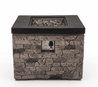 32-Inch 40,000 BTU Propane Fire Pit Table with Lightweight Concrete Finish, Lava Rocks & Cover