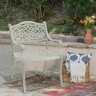 Set of 2 Vintage Cast Aluminum Outdoor Dining Chairs in Antique Bronze – Ergonomic Patio Chairs, Rust-Resistant, Weather-Resistant