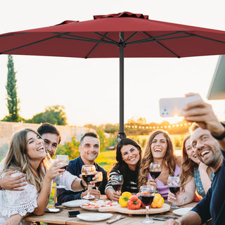 12 FT Patio Umbrella with Crank Handle & 8 Sturdy Ribs – Durable Outdoor Market Umbrella for Patio, Garden & Backyard