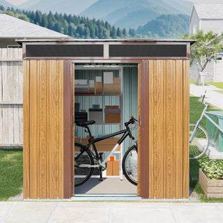 Outdoor Metal Storage Shed 6X5 FT with Window & Skylight Panel, Waterproof Tool Storage for Lawn & Patio