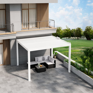 Aluminum Pergola Gazebo with Adjustable Louvered Roof & LED