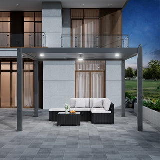 Aluminum Pergola Gazebo with Adjustable Louvered Roof & LED