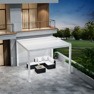 Aluminum Pergola Gazebo with Adjustable Louvered Roof & LED