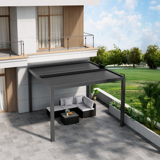 Aluminum Pergola Gazebo with Adjustable Louvered Roof & LED