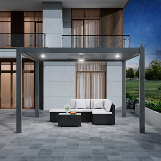 Aluminum Pergola Gazebo with Adjustable Louvered Roof & LED