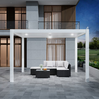 Aluminum Pergola Gazebo with Adjustable Louvered Roof & LED