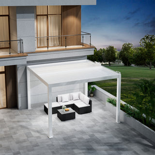 Aluminum Pergola Gazebo with Adjustable Louvered Roof & LED