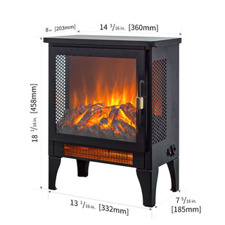 18-Inch Freestanding Electric Fireplace Stove Heater with 3D Flame Effect