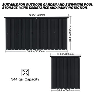 Large Outdoor Metal Storage Box, Heavy Duty Weatherproof Storage Chest for Garden, Patio, Backyard Tools & Equipment