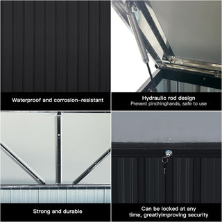 Large Outdoor Metal Storage Box, Heavy Duty Weatherproof Storage Chest for Garden, Patio, Backyard Tools & Equipment