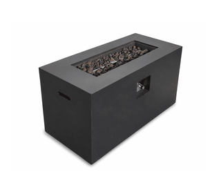 42 Inch Rectangular Propane Fire Pit Table, 50000 BTU Lightweight Concrete Outdoor Gas Fire Table with Lava Rocks, Burner Lid & Waterproof Cover