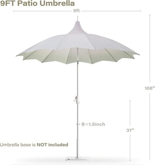 9FT Outdoor Gazebo Style Patio Umbrella With Lighting Function, Petal-Shaped Canopy, 360-Degree Rotation, And Tilt Adjustment