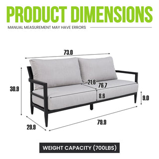 Outdoor Aluminum Bench Sofa with Sunbrella® Cushions – Fully Welded, Weather-Resistant Patio Loveseat