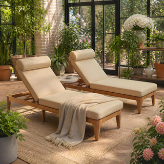 Outdoor Wood Chaise Lounge Chair, Adjustable Patio Recliner with Multi-Position Backrest, Sun Lounger for Poolside, Deck & Garden