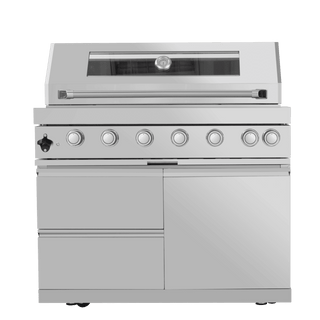 43" Outdoor Kitchen Island with 6-Burner 85,000 BTU Grill, Fridge, Rotisserie & Granite Countertops