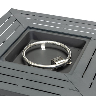 30" Propane Gas Fire Pit Table, 50000 BTU Square Steel Fire Pit for Outside Patio Deck Garden Backyard-Black