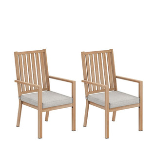 23" All-Weather Aluminum Patio Dining Chairs with Gray Cushions and Khaki/Gray Frame