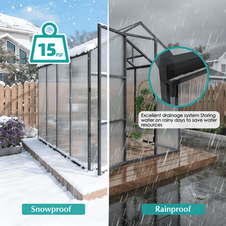 Walk-In Polycarbonate Greenhouse with Raised Base & Anchor Kit – Heavy-Duty Aluminum Greenhouse for Outdoor Backyard, All Seasons