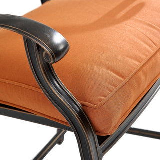 6-Piece Cast Aluminum Bar Dining Chairs Set – Antique Bronze, Curved Back & Diamond Mesh Design