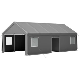 13x26 FT Heavy Duty Carport Canopy with 2 Roll-Up Doors, Side Door, Removable End Walls & Windows – Portable Garage Shelter for Outdoor Storage