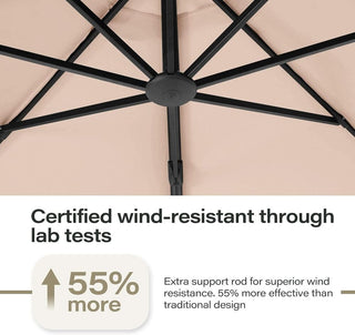 11 FT Luxury Curved Cantilever Umbrella, Heavy-Duty Side-Post Umbrella With Base, And 360° Rotation