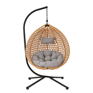 Wicker Hanging Egg Chair Swing – Comfortable Indoor/Outdoor Patio Chair with Removable Cushion