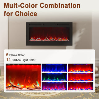 36/42/60/72 Inch 4780 BTU Recessed/Wall-mounted Electric Fireplace