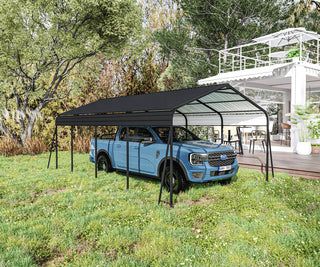 Metal Carport 12×20 Car Port, Outdoor Storage Heavy Duty Metal Canopy Multi-Use Garage Shed for Car and Truck, Carport Kit with Galvanized Steel Roof Building and Frame