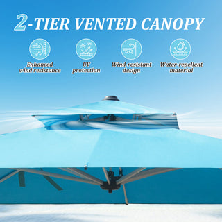 Aluminum Cantilever Patio Umbrella with Tilt Function – Outdoor Offset Market Umbrella for Backyard, Deck & Pool (Base Not Included)