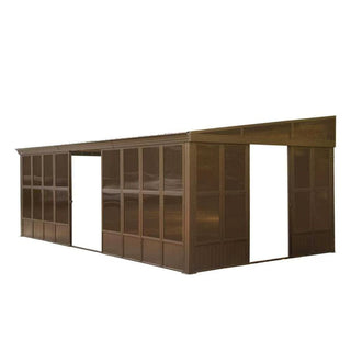 SolVista Wall-Mounted Sunroom Lean-To Solarium with Galvanized Steel Roof, Lockable Sliding Door & Detachable PVC Screen for Patio Deck
