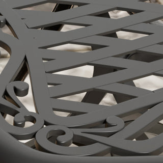 Patio Black Gold Rectangle Cast Aluminum Outdoor Dining Table with Umbrella Hole