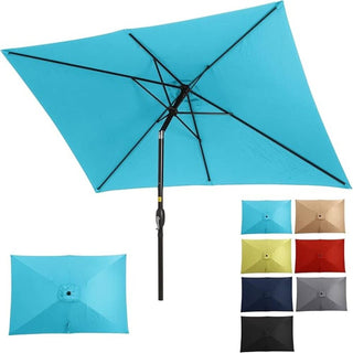 6.5X10 FT Rectangular Patio Umbrella with Crank, Tilt, Polyester UV-Resistant Without base
