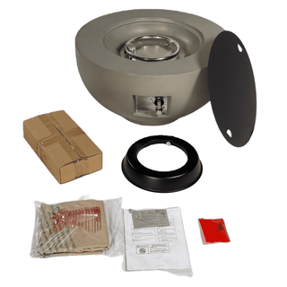 Outdoor Round Propane Fire Pit Table 28-inch,40,000 BTU Fire Pit Bowl,Light Concrete Propane Fire Pit with Free Lava Rocks,Rain Cover and Burner Lid,for Outside Patio,Garden,Deck,Light Gray