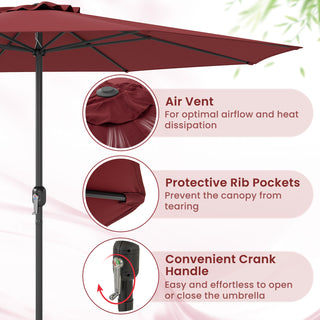 12 FT Patio Umbrella with Crank Handle & 8 Sturdy Ribs – Durable Outdoor Market Umbrella for Patio, Garden & Backyard