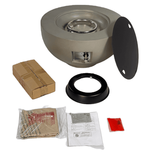 Outdoor Round Propane Fire Pit Table 28-inch,40,000 BTU Fire Pit Bowl,Light Concrete Propane Fire Pit with Free Lava Rocks,Rain Cover and Burner Lid,for Outside Patio,Garden,Deck,Light Gray