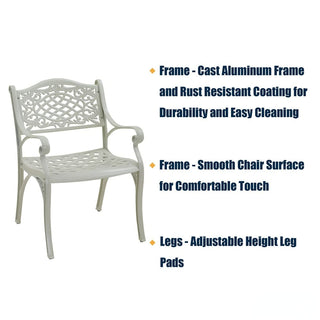 5-Piece Antique Bronze/White Cast Aluminum Outdoor Dining Set with 31" Round Table & 2 Dining Chairs for Patio, Garden & Balcony