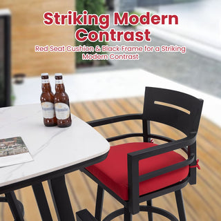5-Piece Outdoor Patio Swivel Bar Set with Marble-Style Stone Table & Aluminum Swivel Bar Stools