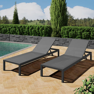 Outdoor Lounge Chair Set Of Two, Made Of Aluminum, Adjustable, Weather-Resistant And UV-Protected, With A Weight Capacity Of 400 Pounds