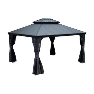 Aluminum Hardtop Gazebo, Double Roof Design, Weather-Resistant Curtains, Ideal for Patio & Garden