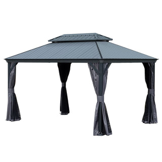 Aluminum Hardtop Gazebo, Double Roof Design, Weather-Resistant Curtains, Ideal for Patio & Garden