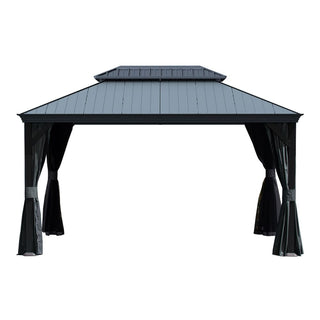 Aluminum Hardtop Gazebo, Double Roof Design, Weather-Resistant Curtains, Ideal for Patio & Garden
