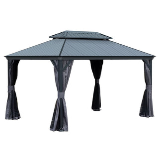Aluminum Hardtop Gazebo, Double Roof Design, Weather-Resistant Curtains, Ideal for Patio & Garden
