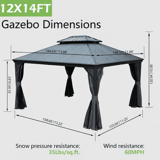 Aluminum Hardtop Gazebo, Double Roof Design, Weather-Resistant Curtains, Ideal for Patio & Garden