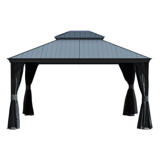 Aluminum Hardtop Gazebo, Double Roof Design, Weather-Resistant Curtains, Ideal for Patio & Garden