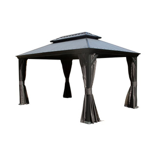 Aluminum Hardtop Gazebo, Double Roof Design, Weather-Resistant Curtains, Ideal for Patio & Garden