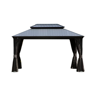 Aluminum Hardtop Gazebo, Double Roof Design, Weather-Resistant Curtains, Ideal for Patio & Garden
