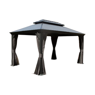 Aluminum Hardtop Gazebo, Double Roof Design, Weather-Resistant Curtains, Ideal for Patio & Garden
